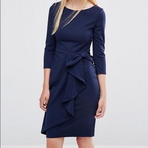 City Goddess Waterfall Peplum Dress in Deep Teal